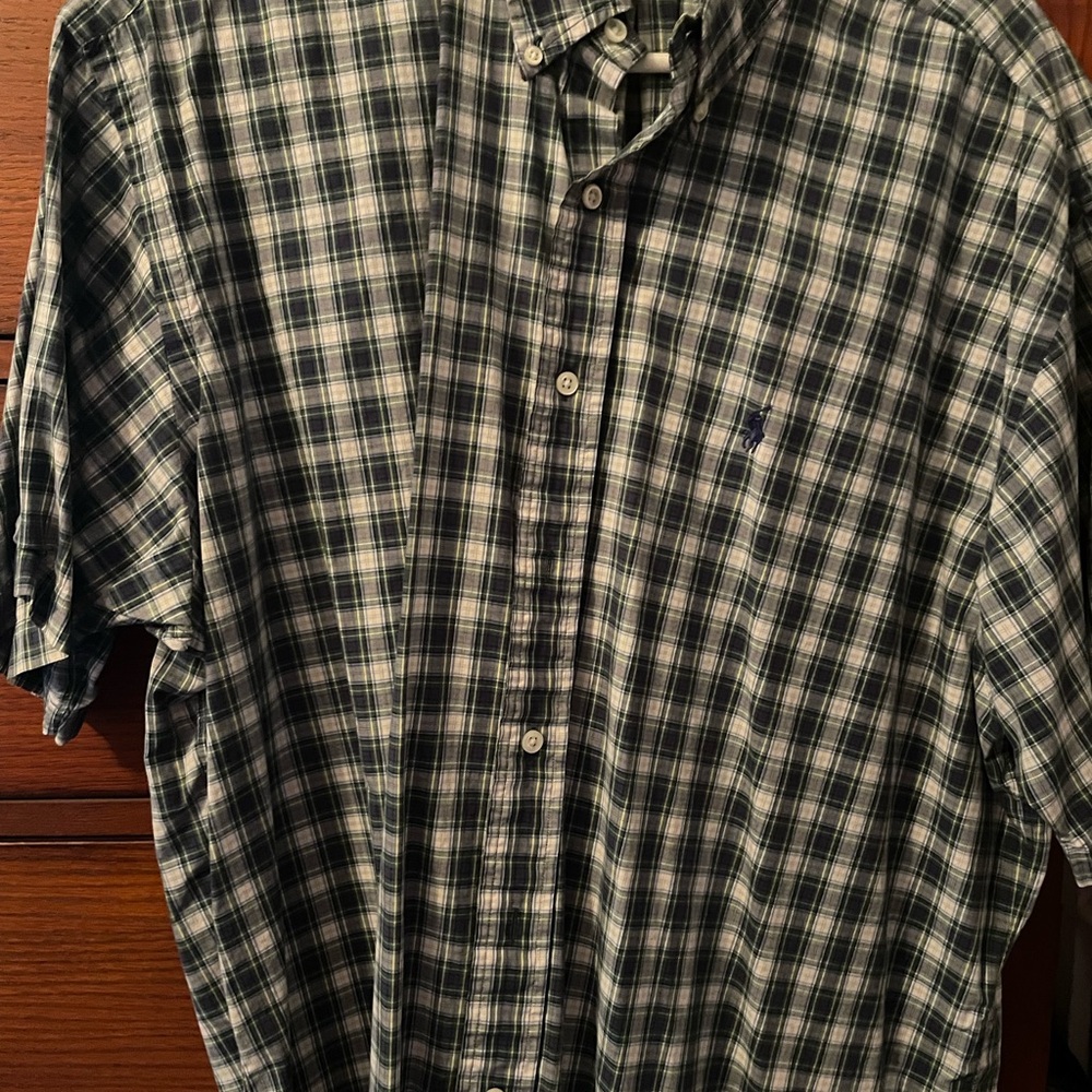 Men’s Polo short sleeve XL plaid button down shirt
